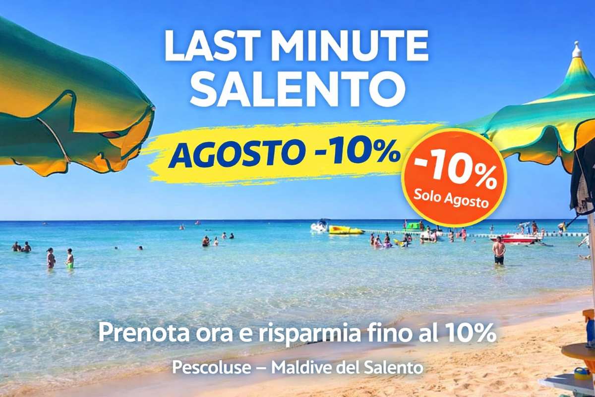 Last minute Salento settembre 2026 - offerte case vacanze a Pescoluse Lido Marini Torre Pali in Puglia a prezzi scontati