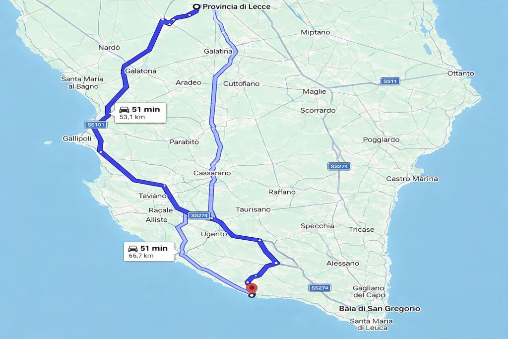 Mappa Torre Pali Salento: indicazioni per raggiungere la marina di Salve nel Salento ionico