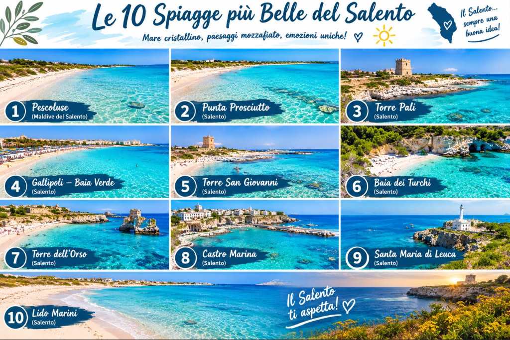 Le 10 spiagge più belle del Salento a settembre 2026 — da Pescoluse alle Maldive del Salento fino alle scogliere di Otranto in Puglia